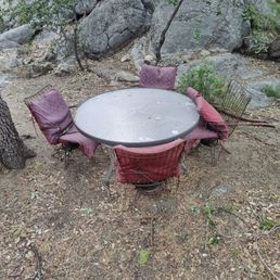 Outdoor sitting area. Awful
