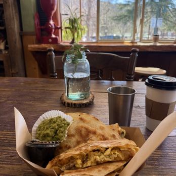 Big Blue Bear - Sausage Breakfast Quesadilla with a side of avocado. - Coffee & Tea Near Me - Kernville, California
