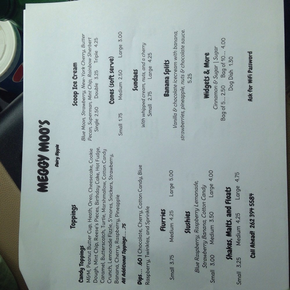 Meggy Moo's Dairy Ripple - New menu page 2 - Ice Cream & Frozen Yogurt Near Me - Walworth, Wisconsin