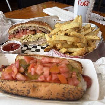 Angelo's Burgers - Hot Dog ( Chicago Style) , Fries, 1/2 of Burger. - Burgers Near Me - Oceanside, California