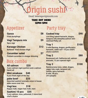 Menu photo 1 Origin Sushi Pleasanton, CA