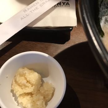 JINYA Ramen Bar - Woodlands - Fresh grated garlic...yeah.  Sadly NO mints on premises :( - Ramen Near Me - Spring, Texas