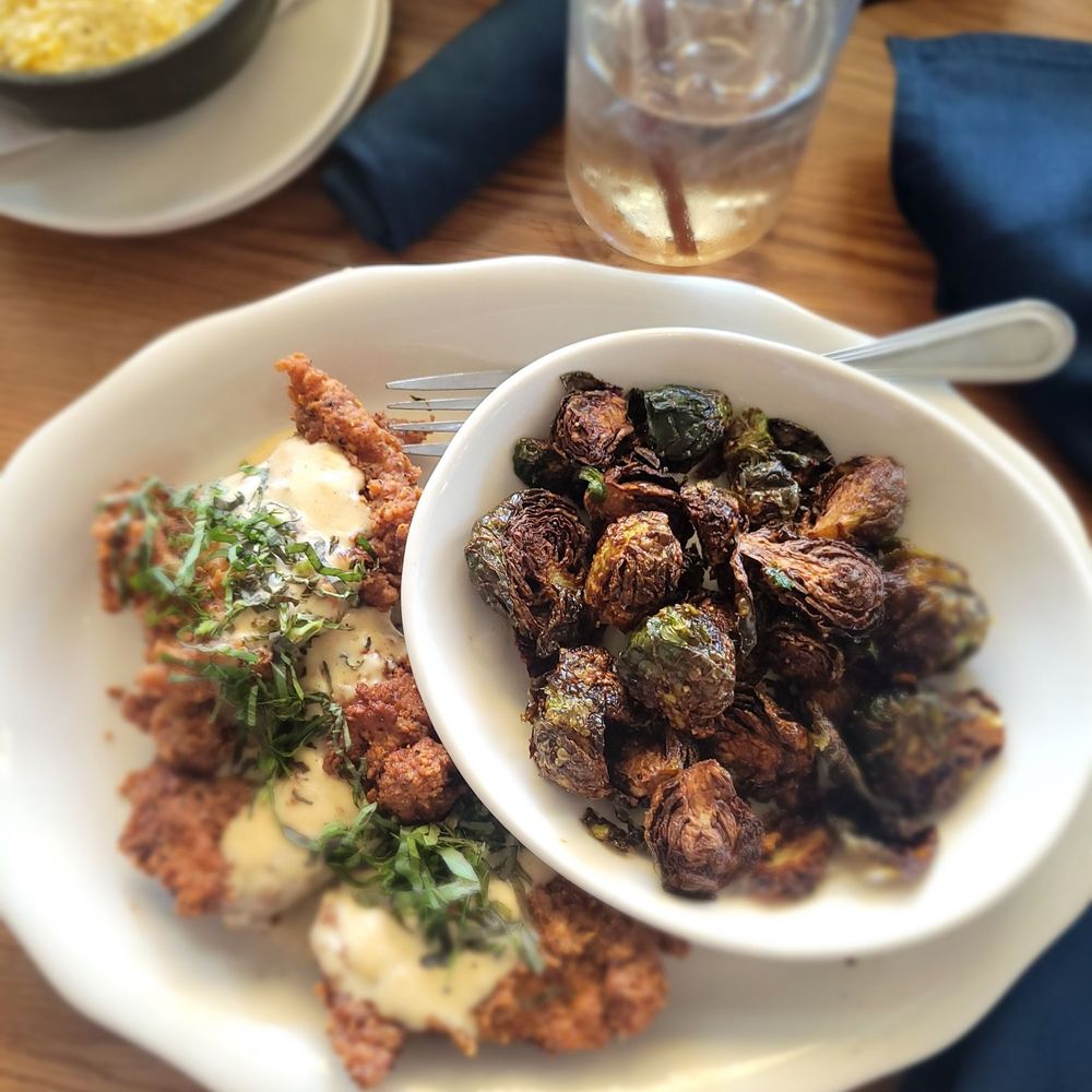 Tupelo Honey Southern Kitchen & Bar - Smothered Chicken and Brussel Sprouts - Southern Near Me - Upper Arlington, Ohio