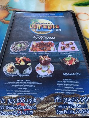 Menu photo 4 Mariscos La Playita San Pablo, CA