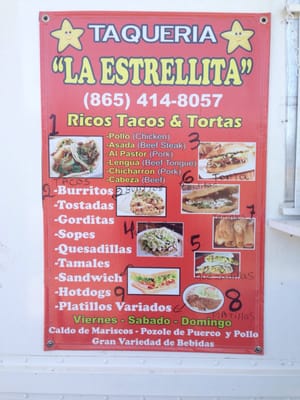 Menu photo 1 Taqueria La Estrellita Rutledge, TN