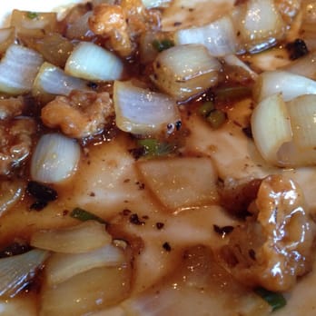 China Pavilion Restaurant - Pathetic fish with black beans. Don't expect much fish. It's mostly onions and deep fried batter! - Chinese Near Me - Livermore, California