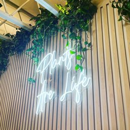 Neon light and plants