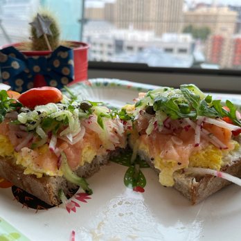 La Cuisine Cafe - Salmon toast was delicious and filling, but don't wait too long to eat it or the toast can get soggy. - Breakfast & Brunch Near Me - San Francisco, California