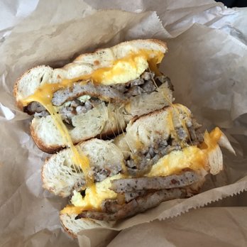 Beanstalk Cafe - Sausage, egg, and cheese cragel - Coffee & Tea Near Me - San Francisco, California