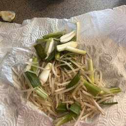 Sprouts that I had to get through to find my pad Thai