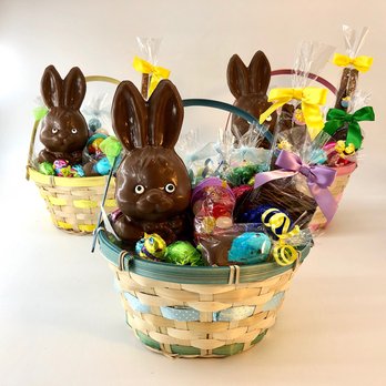 Emile's Candies - Our Medium Round Happy Bunny Basket is the cutest! - Candy Stores Near Me - Oceanside, New York