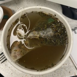 Tea bag was open! It took a couple sips for me to realize I was chewing on tea leaves. Tea bag was open! It took a couple sips for me to realize I was chewing on tea leaves.