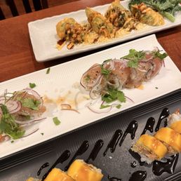 T3 Crazy Mango Roll (bottom) T13 Super Albacore (middle) Jalepeño bomb (top) T3 Crazy Mango Roll (bottom) T13 Super Albacore (middle) Jalepeño bomb (top)