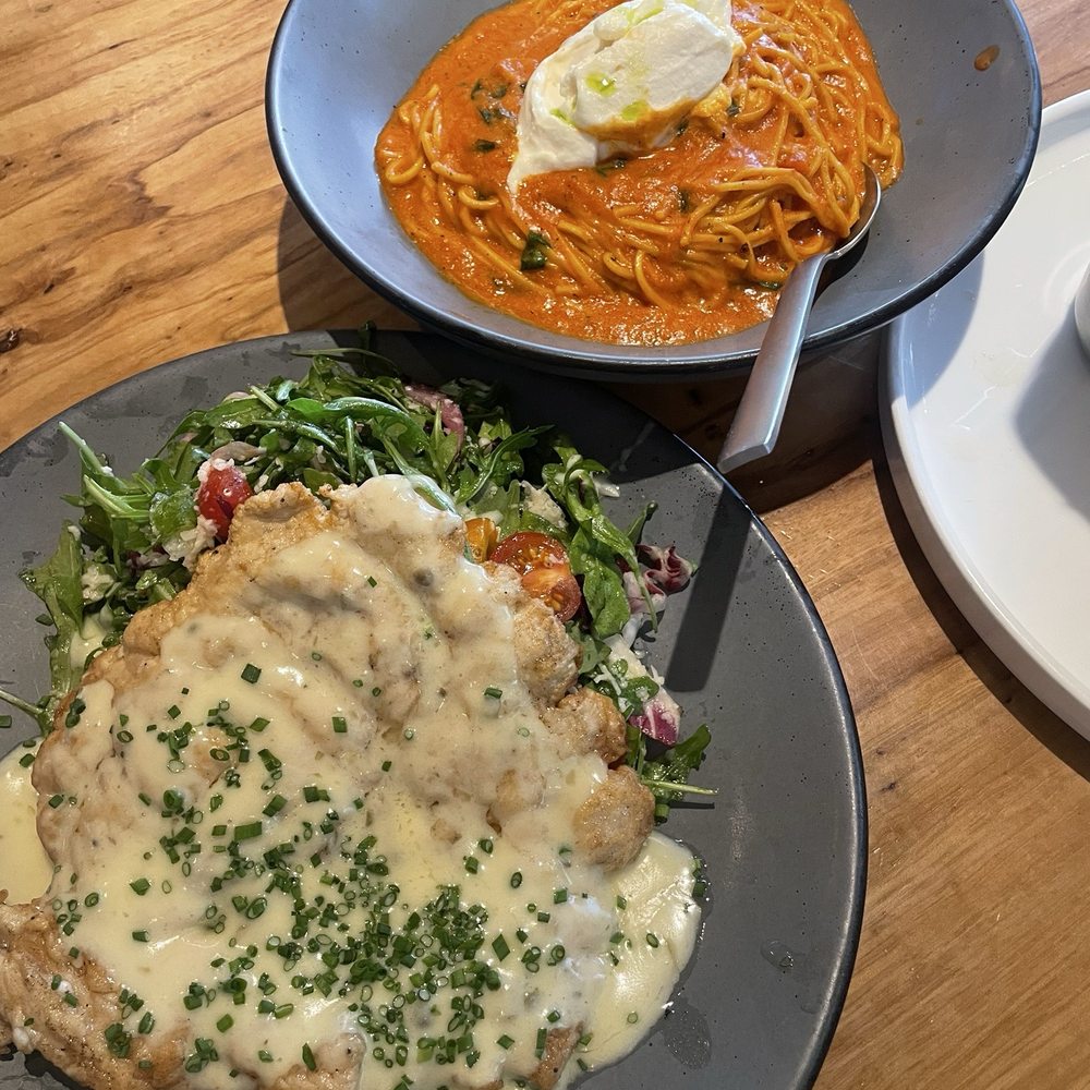 Sloane's Corner - Chicken paillard and saffron capellini - New American Near Me - Dallas, Texas