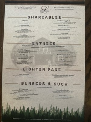 Menu photo 2 Lewiston Lodge Lewiston, MI Menu photo 2 Lewiston Lodge Lewiston, MI