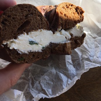 The Bagel Factory - 17th St - Pumpernickel bagel with scallion cream cheese. - Bagels Near Me - Brooklyn, New York The Bagel Factory - 17th St - Pumpernickel bagel with scallion cream cheese. - Bagels Near Me - Brooklyn, New York