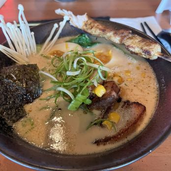 Miso Ramen Bar - Tonkotsu Ramen and 2 Pieces Chicken Skewer - Ramen Near Me - Raleigh, North Carolina