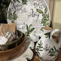 dolly mama boutique - Italian themed Serving Dish and Olive Oil Bottle
