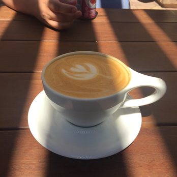 The Combine Kitchen - Almond latte outside.  The only have whole and almond milk. - Coffee & Tea Near Me - Rancho Cucamonga, California