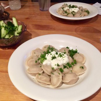 Banya - Beef pelmeni and half sour pickles - Saunas Near Me - Everett, Washington