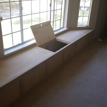 Handy Brad - Bay Window Seat Addition - showing opened hatch revealing storage inside. - Handyman Near Me Handy Brad - Bay Window Seat Addition - showing opened hatch revealing storage inside. - Handyman Near Me