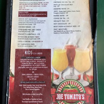 Joe Tomato's Restaurant - the menu - Canadian (New) Near Me - Owen Sound, Ontario