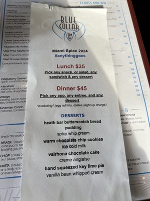 Menu photo 7 Blue Collar Miami, FL
