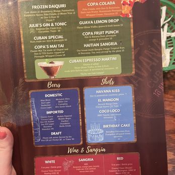 Copacabana Cuban Cafe - Drink menu - Cuban Near Me - Mount Dora, Florida Copacabana Cuban Cafe - Drink menu - Cuban Near Me - Mount Dora, Florida