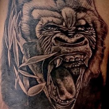 Inkfinity Tattoos - Black and gray realism gorilla tattoo - Tattoo Near Me - Boca Raton, Florida