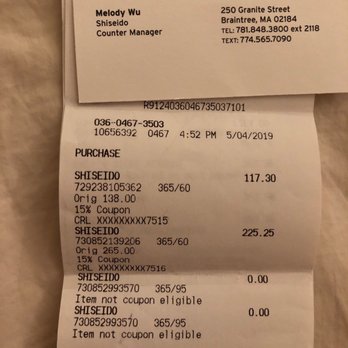 Macy's - Receipt - Department Stores Near Me - Braintree, Massachusetts