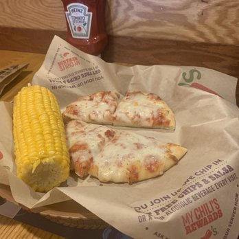 Chili's Grill & Bar - Kids cheese pizza and corn - American Near Me - Birmingham, Alabama Chili's Grill & Bar - Kids cheese pizza and corn - American Near Me - Birmingham, Alabama