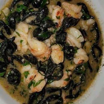 Kindred Restaurant - Squid pasta with shrimp. Light lemon seafood flavor - New American Near Me - Davidson, North Carolina