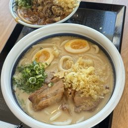 Beef Tomatama & Creamy Broth Udon-Tonkotsu Style