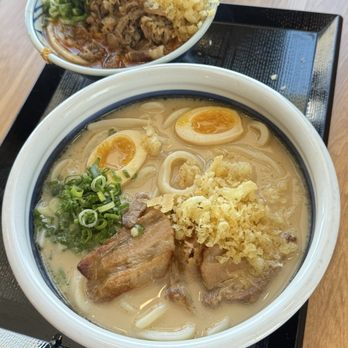 Marugame Udon - Beef Tomatama & Creamy Broth Udon-Tonkotsu Style - Japanese Near Me - Aliso Viejo, California