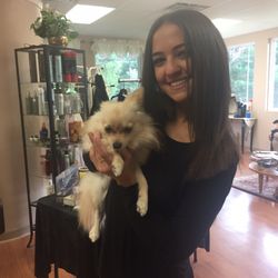 The Stylist's House - Her service pup was with us!