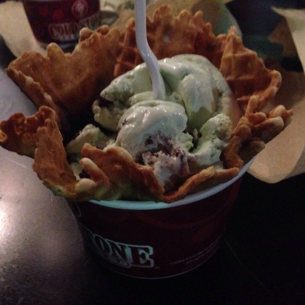 Mint ice cream with brownie mix in!