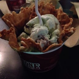 Mint ice cream with brownie mix in! Mint ice cream with brownie mix in!