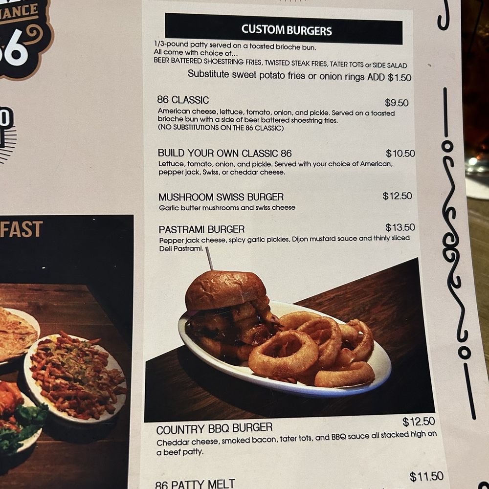 Bar86 - Menu - Bars Near Me - Richfield, Utah
