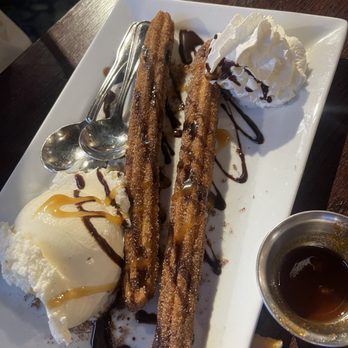 Dillon Dam Brewery - Cinnamon Churro (filled with Bavarian Cream with ice cream and whip cream) - American Near Me - Dillon, Colorado