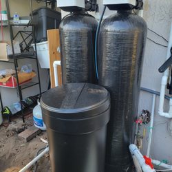 Big system for big needs: Well water setup in Sunrise, FL features two large 13x54 tanks--one for iron filtration, one for water softening