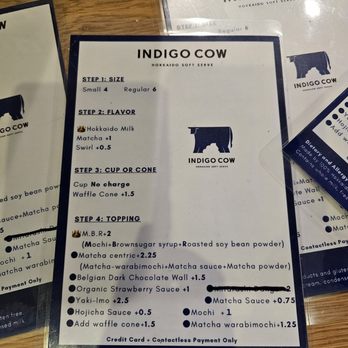 Indigo Cow - 8-3-24. Menu - Ice Cream & Frozen Yogurt Near Me - Bellevue, Washington