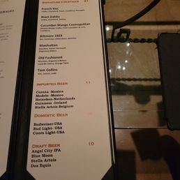Menu. I'm having the Biltmore 1923- gin, Cointreau, Lillete Blanc ,absinte. $21