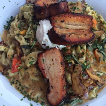 Brick & Fire Bistro - Wild Lobster Mushroom & Pork Belly Fettuccini - Mediterranean Near Me - Eureka, California