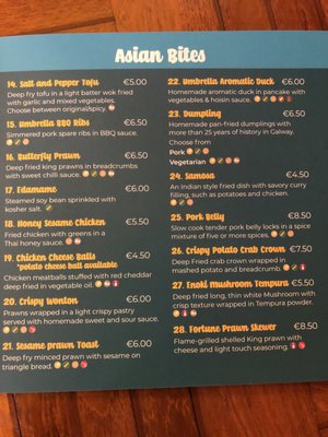 Menu photo 4 Umbrella Asian Tapas Galway, G