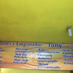 Pastes y Empanadas Tony - The menu of all the different flavors available.