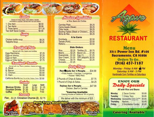 Menu photo 2 Agave Restaurant Sacramento, CA Menu photo 2 Agave Restaurant Sacramento, CA