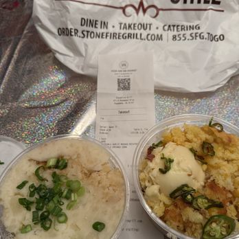 Stonefire Grill - Purchased mash potatoes and Creamed Corn - American Near Me - Pasadena, California
