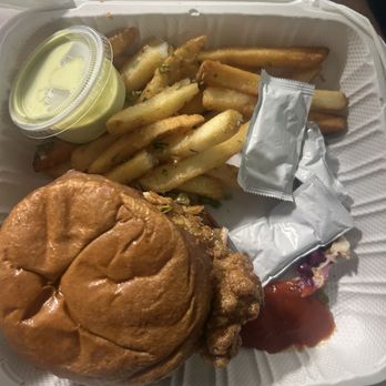 Chicken & Brisket - 'Yum' Chicken Sandwich with garlic Garlic Herb Fries - Asian Fusion Near Me - Pearl City, Hawaii Chicken & Brisket - 'Yum' Chicken Sandwich with garlic Garlic Herb Fries - Asian Fusion Near Me - Pearl City, Hawaii