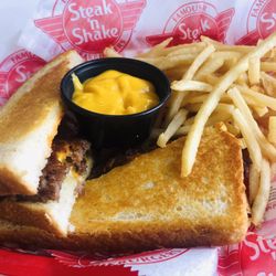 Steak ’n Shake - Frisco Melt Combo with cheese sauce and Fries