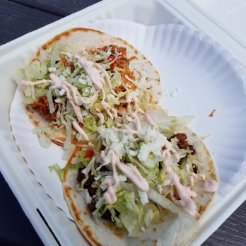 Taco Bros Food - Two tacos, chicken & ground beef, for $7.50. - Mexican Near Me - Fargo, North Dakota